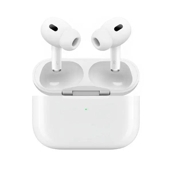 Noise-cancelling AirPods Pro 2nd Generation in white with charging case for immersive listening